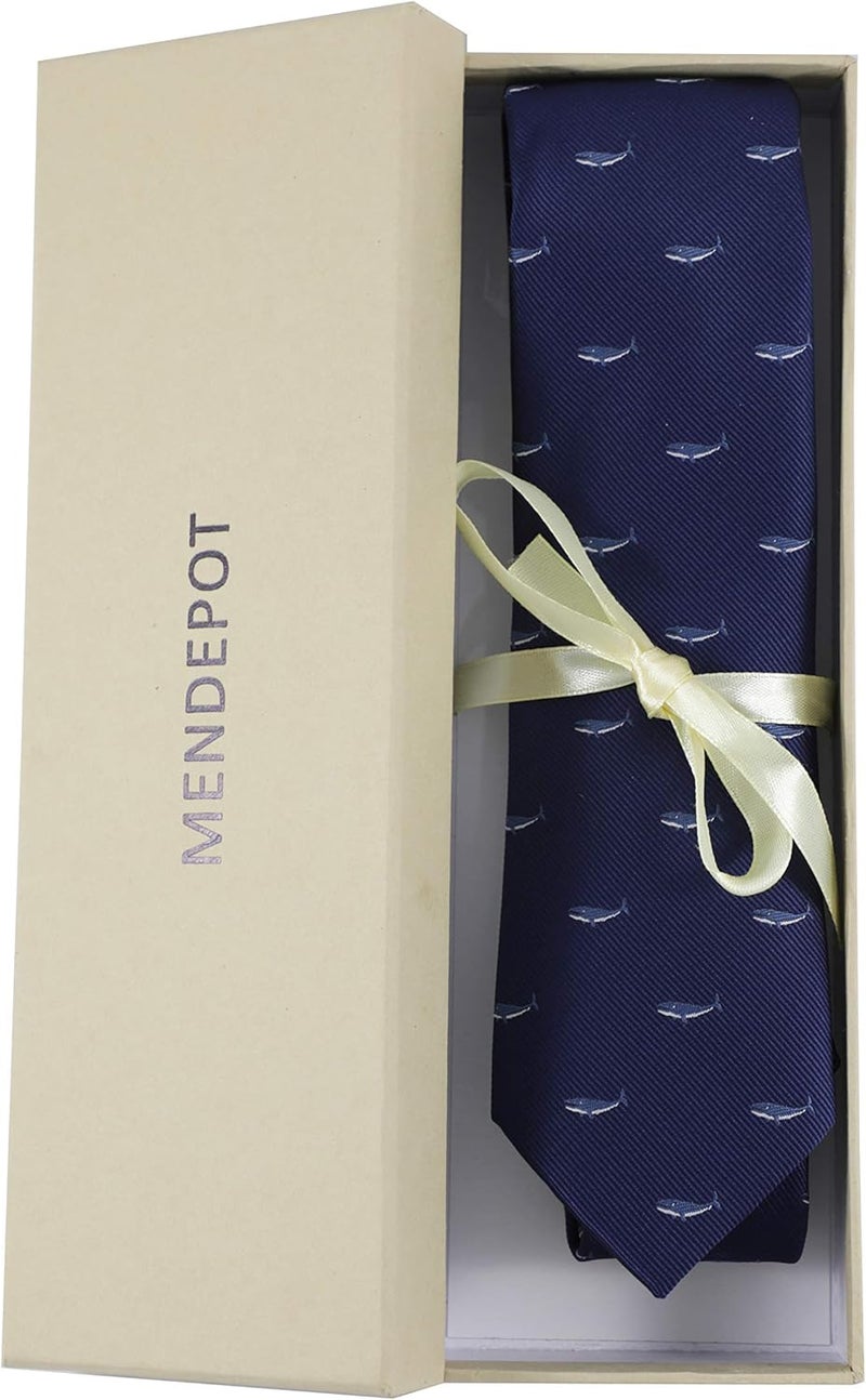 MENDEPOT Animal Pattern Necktie With Gift Box Sea Animal Pattern Tie Father's Day Birthday Gift Tie - Image 5